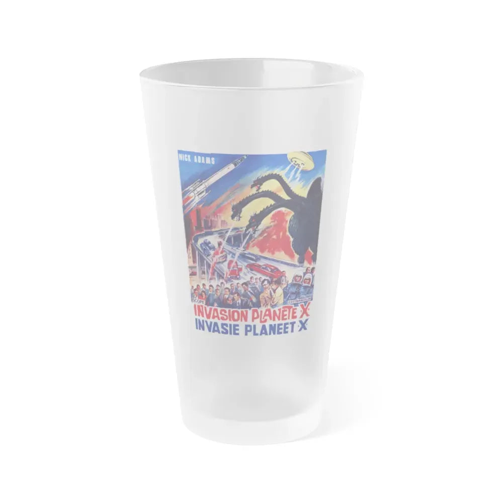 GODZILLA VS MONSTER ZERO (BELGIAN) 1965 Movie Poster - Frosted Pint Glass 16oz 16oz Frosted - Go Mug Yourself
