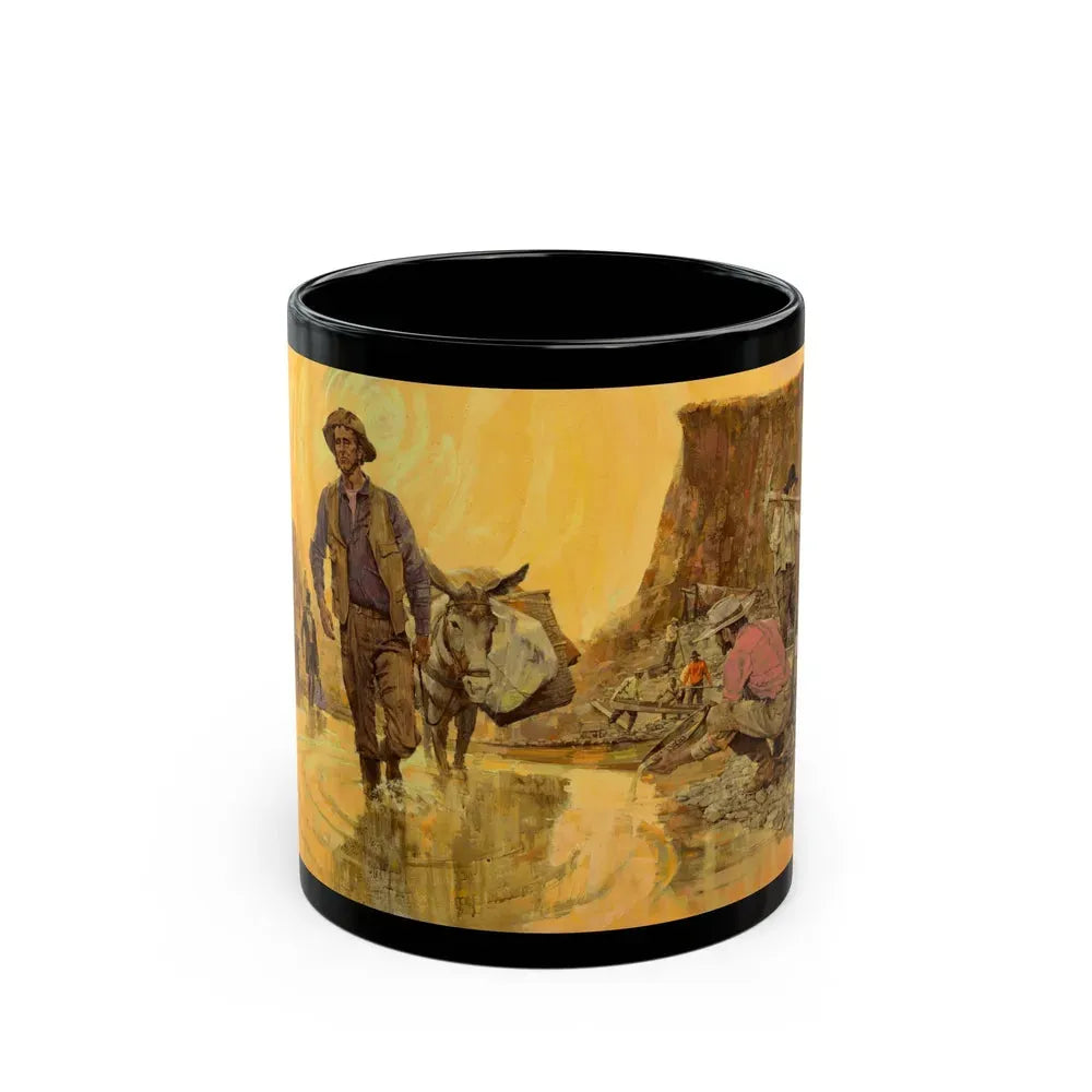 Gold Seekers Rush to California, Great Moments in American History illustration, 1965 - Black Coffee Mug 11oz - Go Mug Yourself