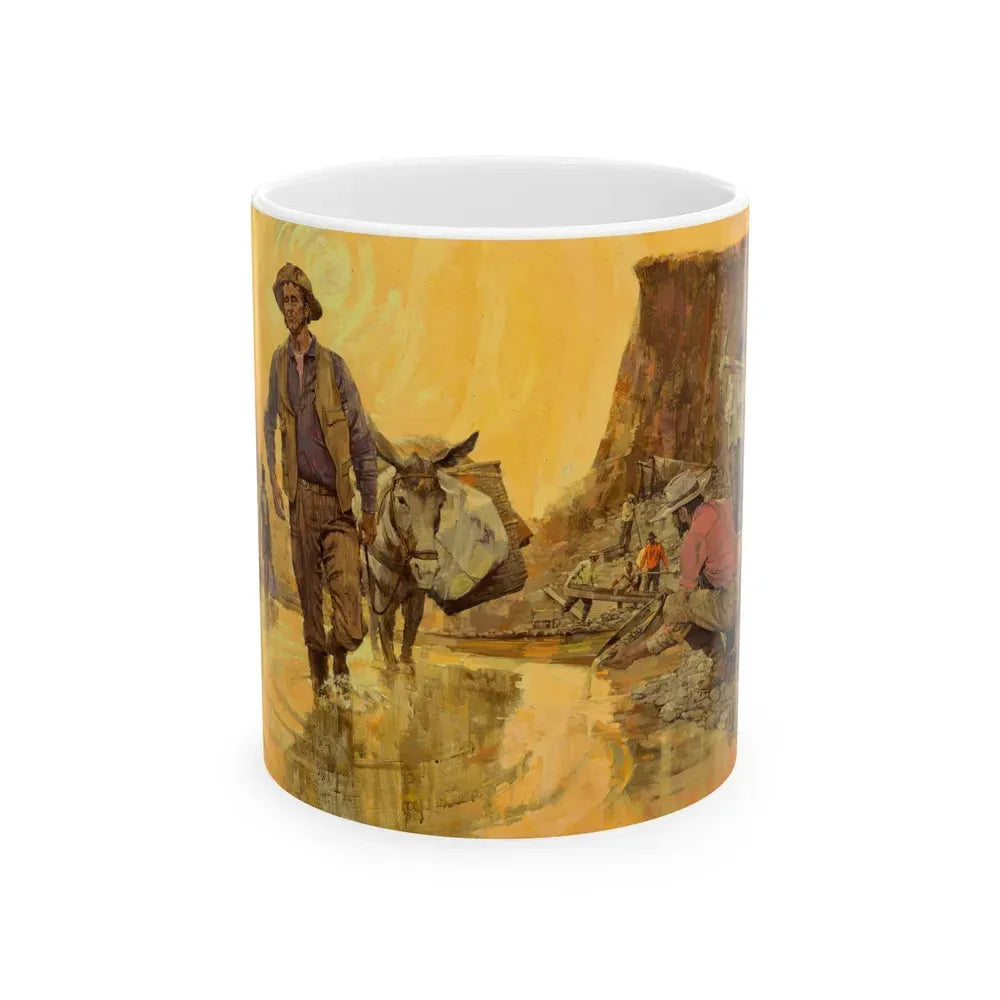 Gold Seekers Rush to California, Great Moments in American History illustration, 1965 - White Coffee Mug 11oz - Go Mug Yourself