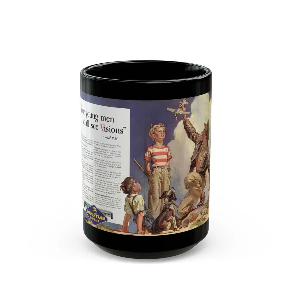 Good Year ad, Saturday Evening Post, October 23, 1943 - Black Coffee Mug 15oz - Go Mug Yourself