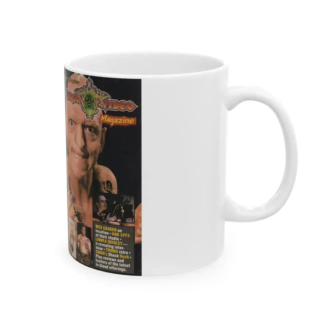 GORGON VIDEO MAGAZINE STUART SHAPIRO GWAR LINNEA QUIGLEY (VHS COVER) - White Coffee Mug - Go Mug Yourself