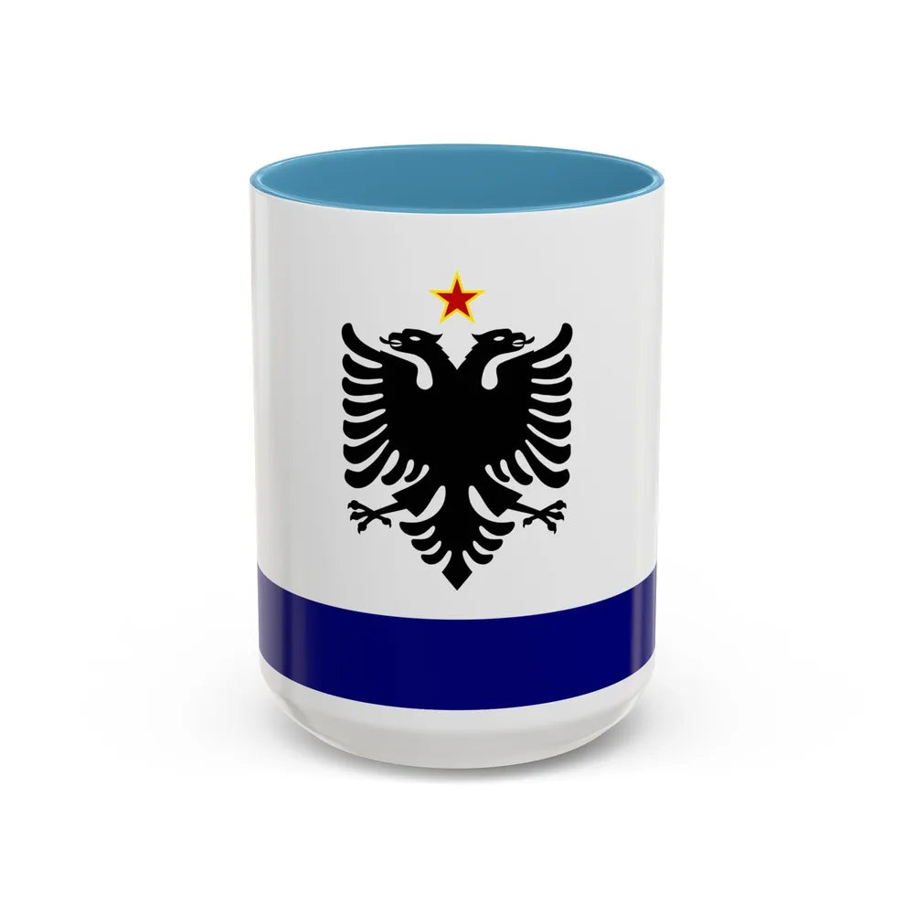 Government Ensign of Albania 1958 to 1992 - Accent Coffee Mug 15oz Light Blue - Go Mug Yourself