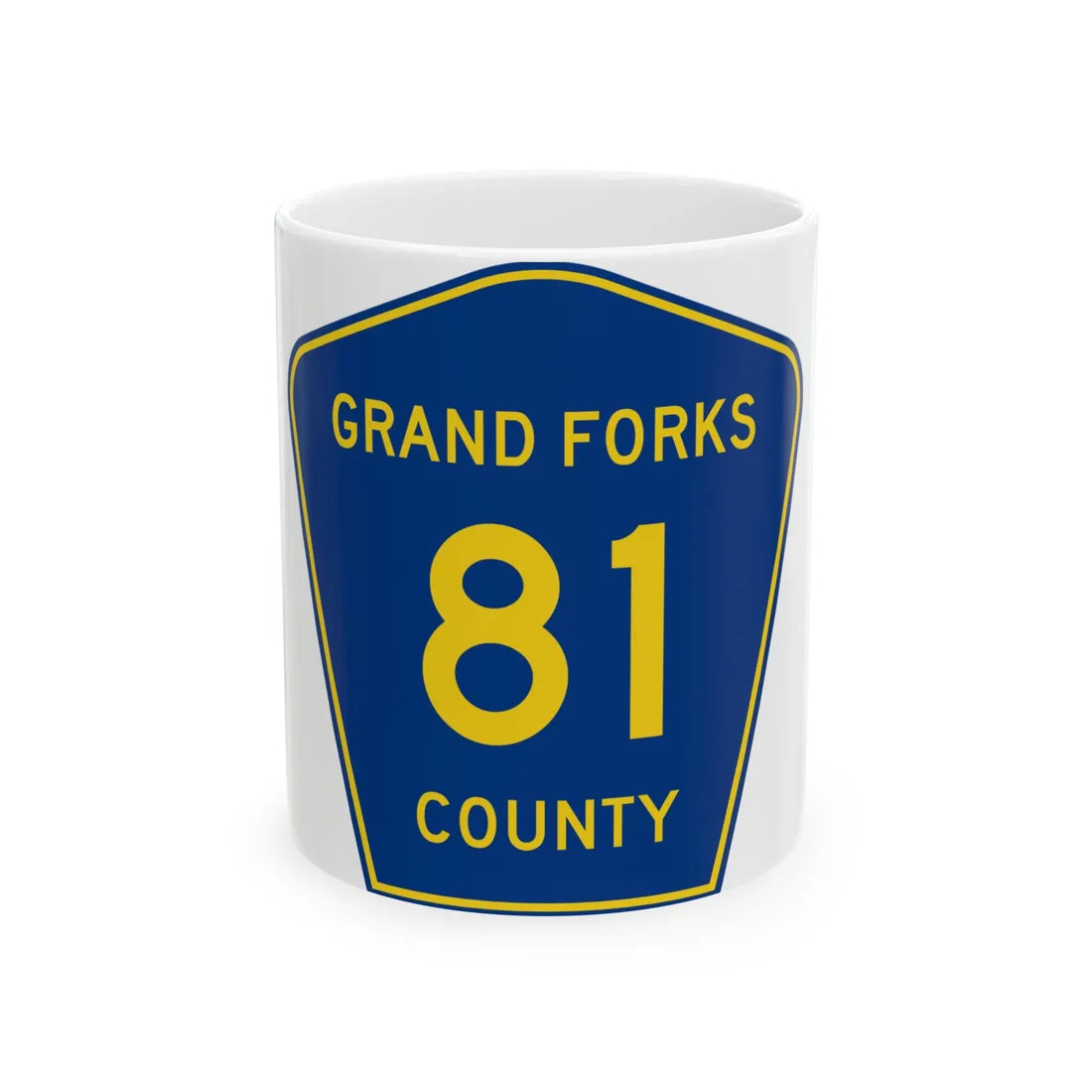 Grand Forks County Route 81 ND (North Dakota) (Road Sign) White Coffee Mug 11oz - Go Mug Yourself