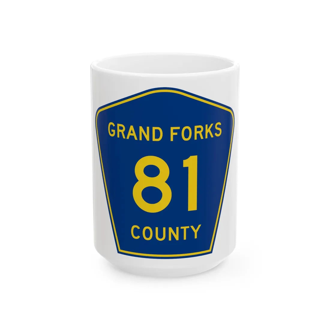 Grand Forks County Route 81 ND (North Dakota) (Road Sign) White Coffee Mug 15oz - Go Mug Yourself