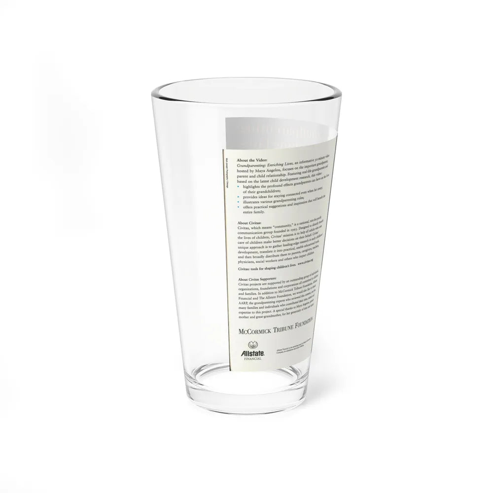 GRANDPARENTING ENRICHING LIVES (VHS COVER) Pint Glass 16oz - Go Mug Yourself