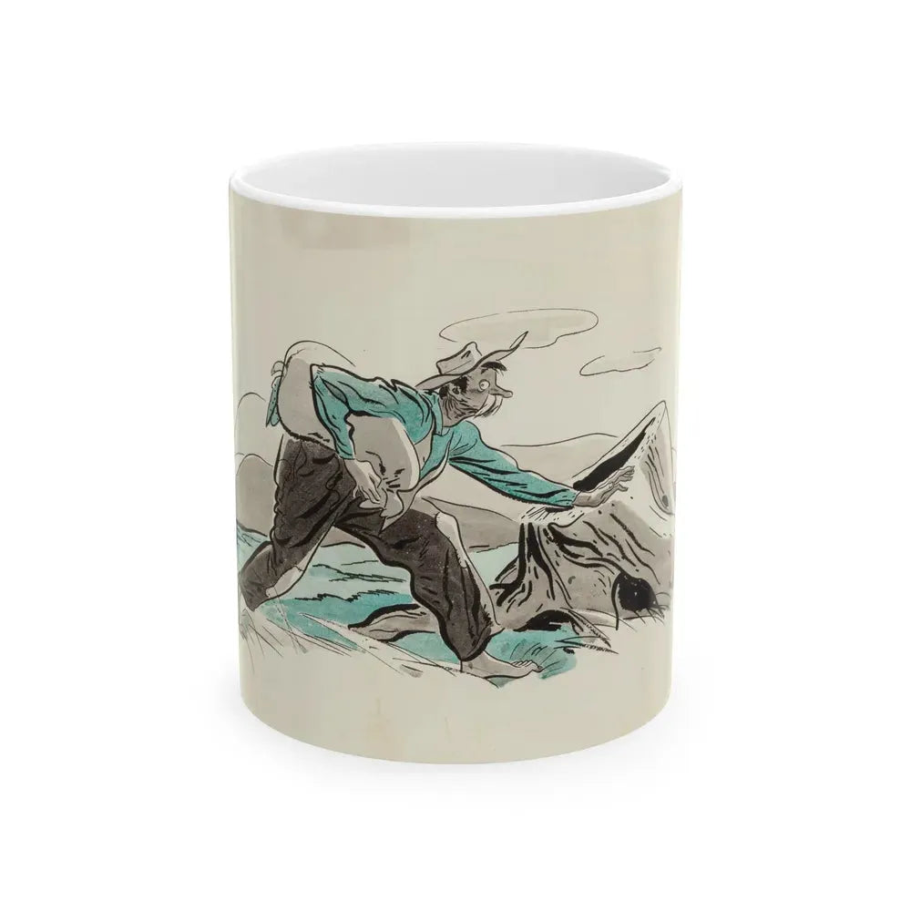 Granny Meets a Crisis, Woman's Home Companion magazine illustration, March 1942 - White Coffee Mug 11oz - Go Mug Yourself
