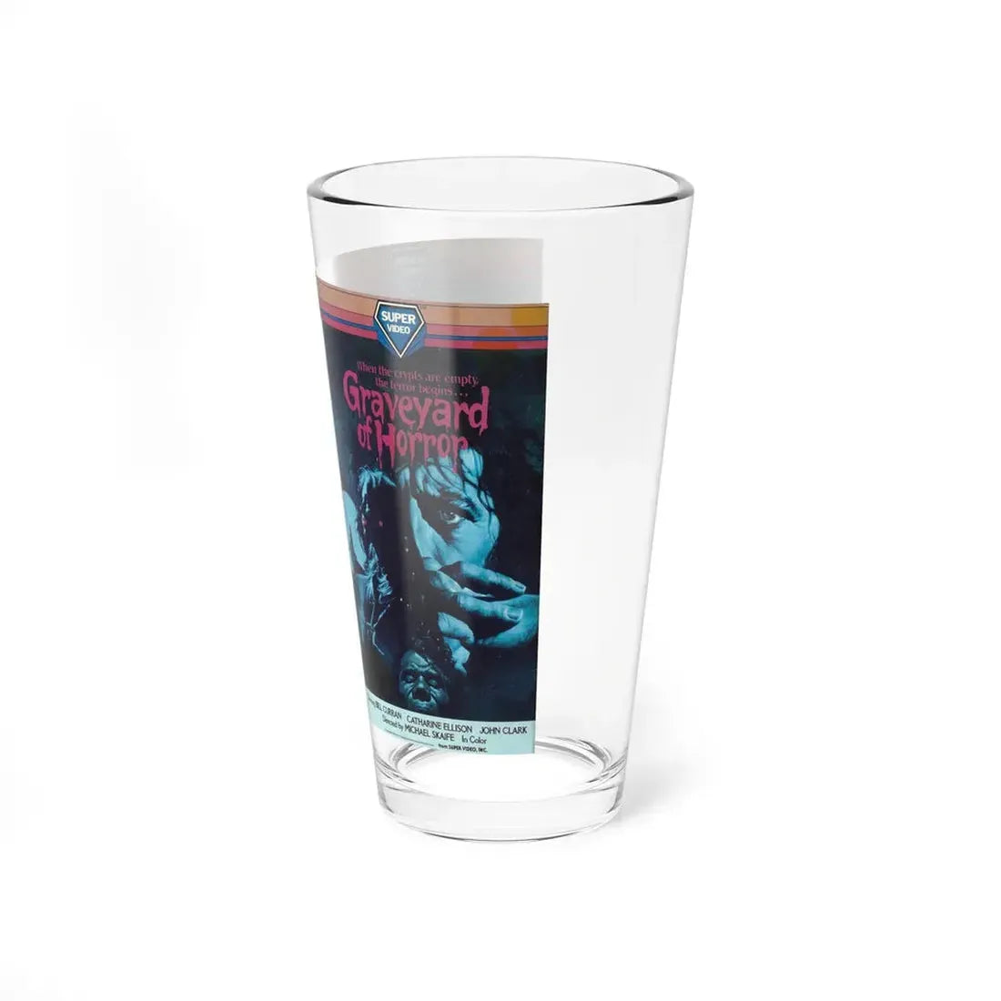 GRAVEYARD OF HORROR (VHS COVER) Pint Glass 16oz - Go Mug Yourself