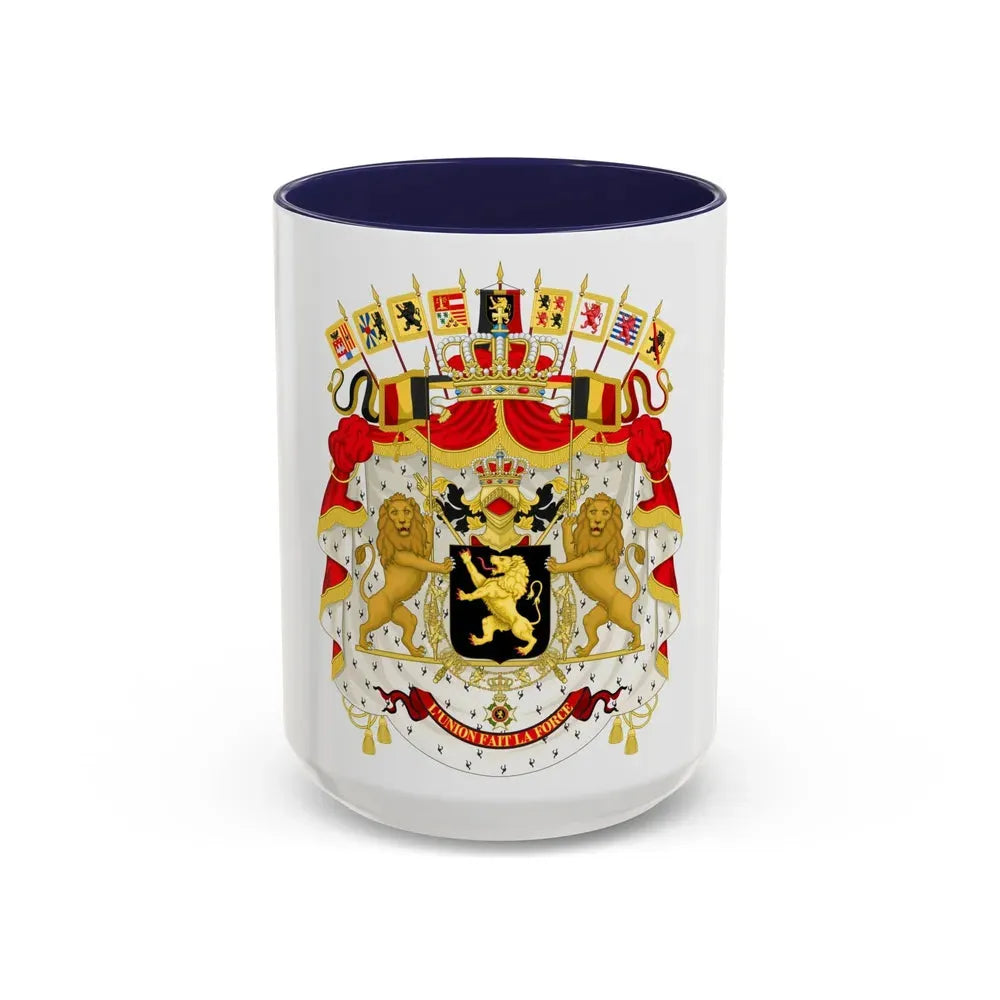 Great coat of arms of Belgium - Accent Coffee Mug 15oz Navy - Go Mug Yourself