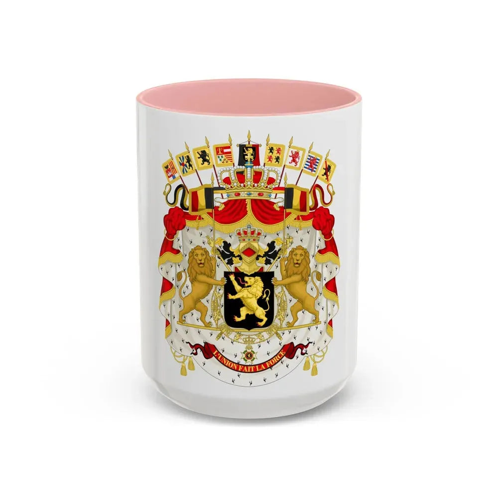 Great coat of arms of Belgium - Accent Coffee Mug 15oz Pink - Go Mug Yourself