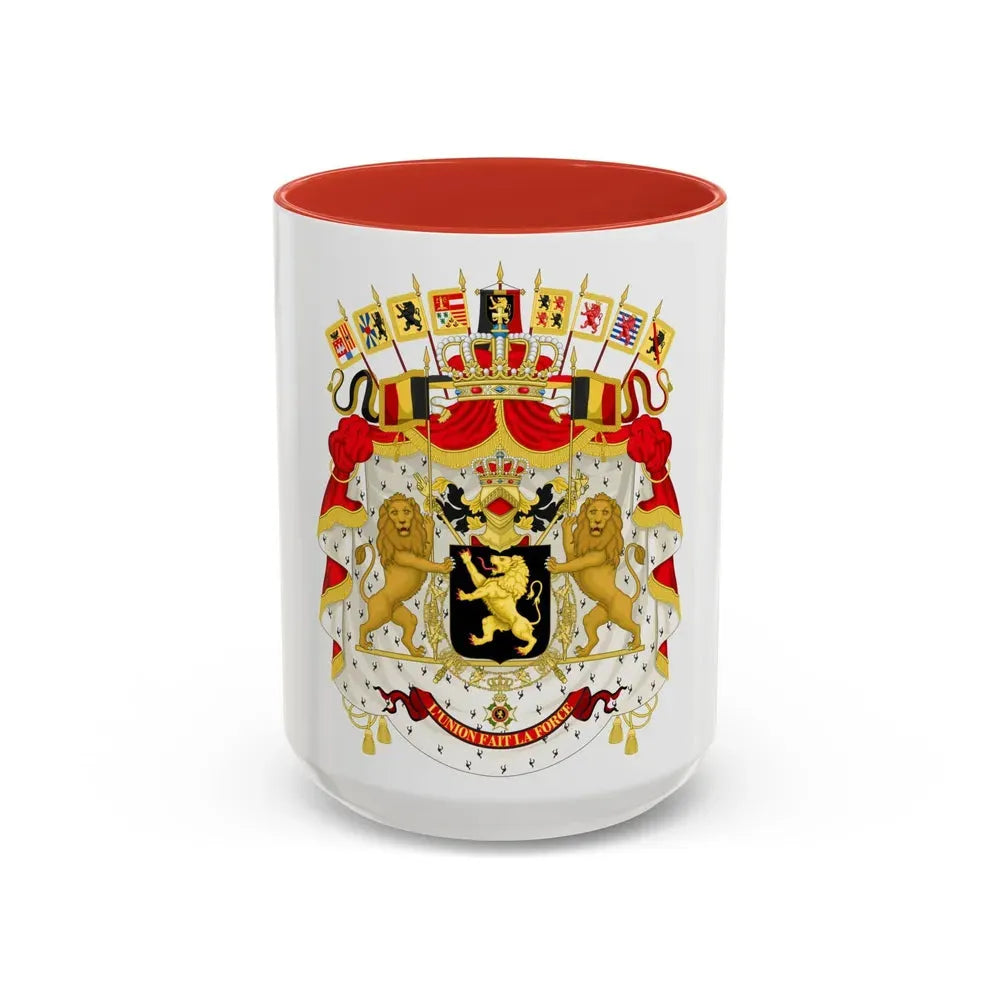 Great coat of arms of Belgium - Accent Coffee Mug 15oz Red - Go Mug Yourself