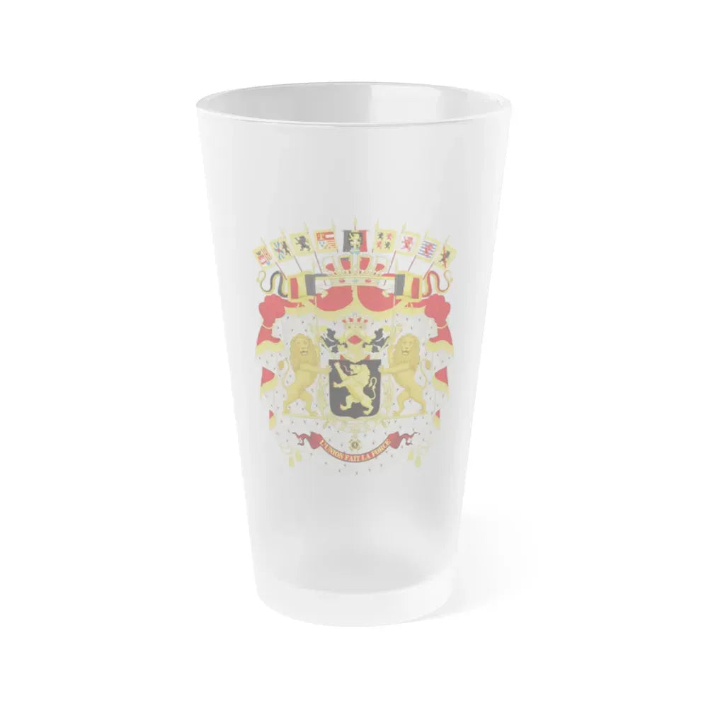 Great coat of arms of Belgium - Frosted Pint Glass 16oz Default Title - Go Mug Yourself
