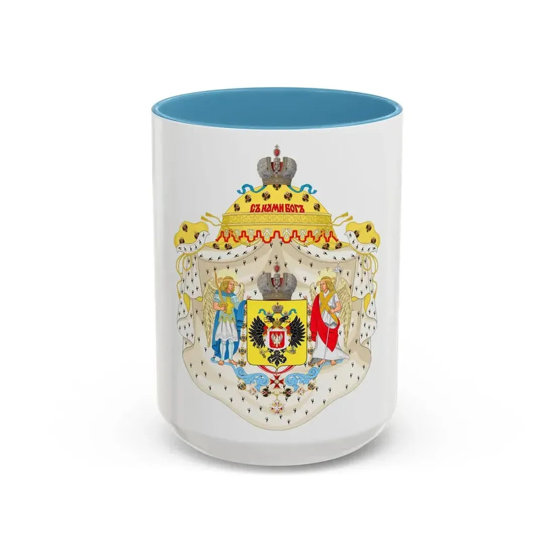 Great Coat of Arms of Congress Poland - Accent Coffee Mug 15oz Light Blue - Go Mug Yourself