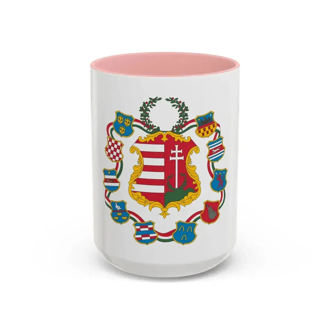 Great coat of arms of Hungary (1849) - Accent Coffee Mug 15oz Pink - Go Mug Yourself