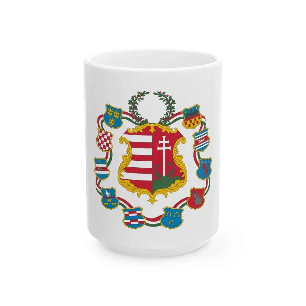Great coat of arms of Hungary (1849) - White Coffee Mug 15oz - Go Mug Yourself