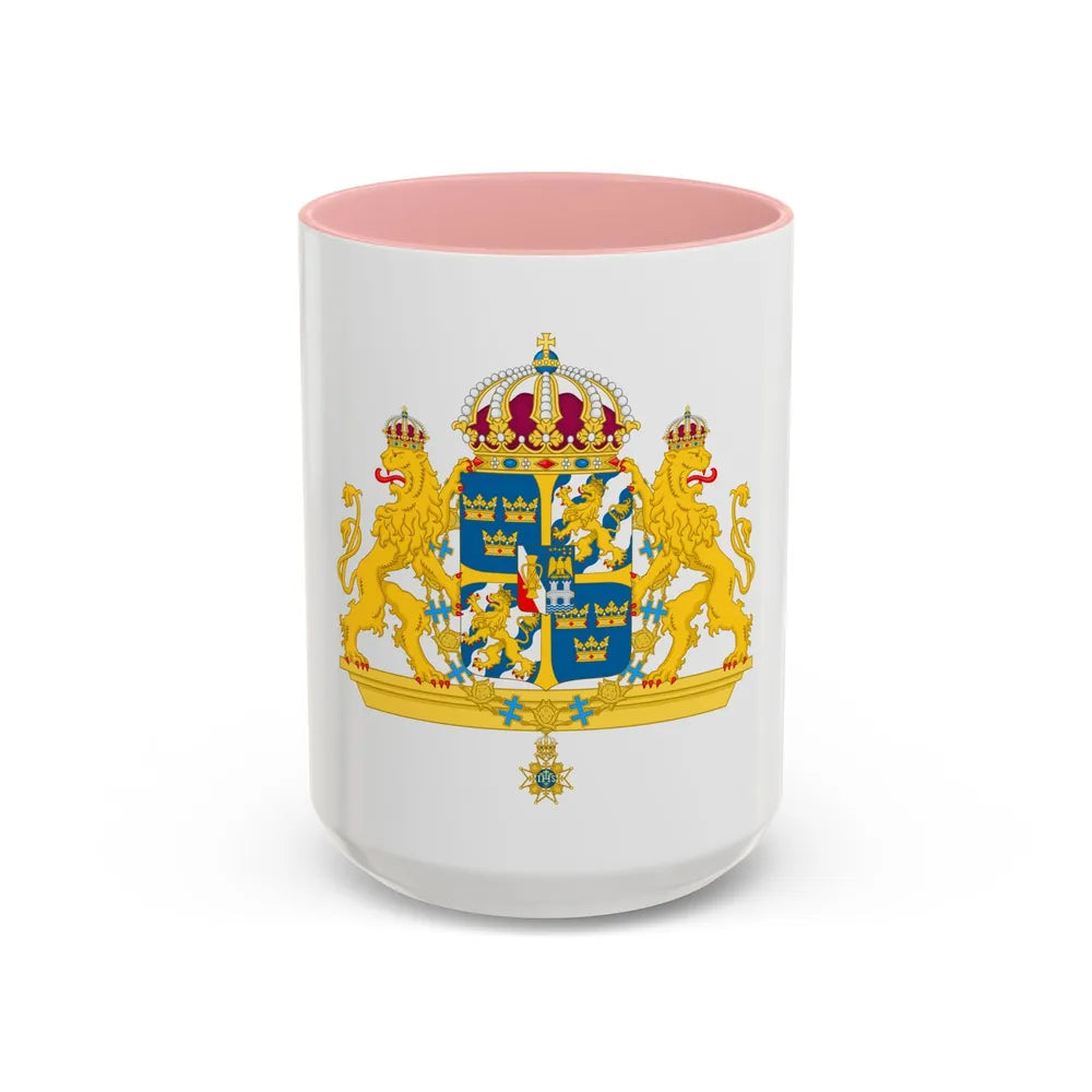 Great coat of arms of Sweden 2 - Accent Coffee Mug 15oz Pink - Go Mug Yourself