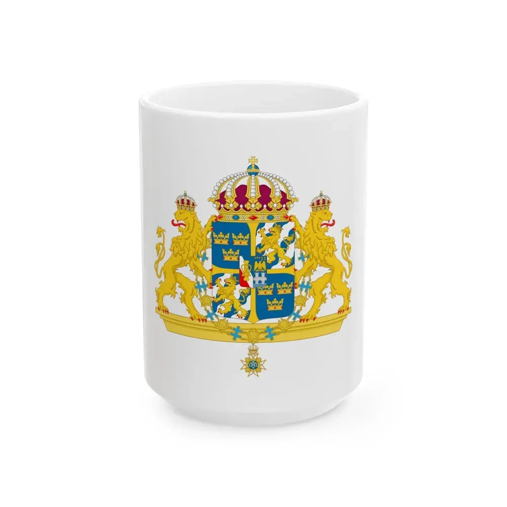 Great coat of arms of Sweden 2 - White Coffee Mug 15oz - Go Mug Yourself
