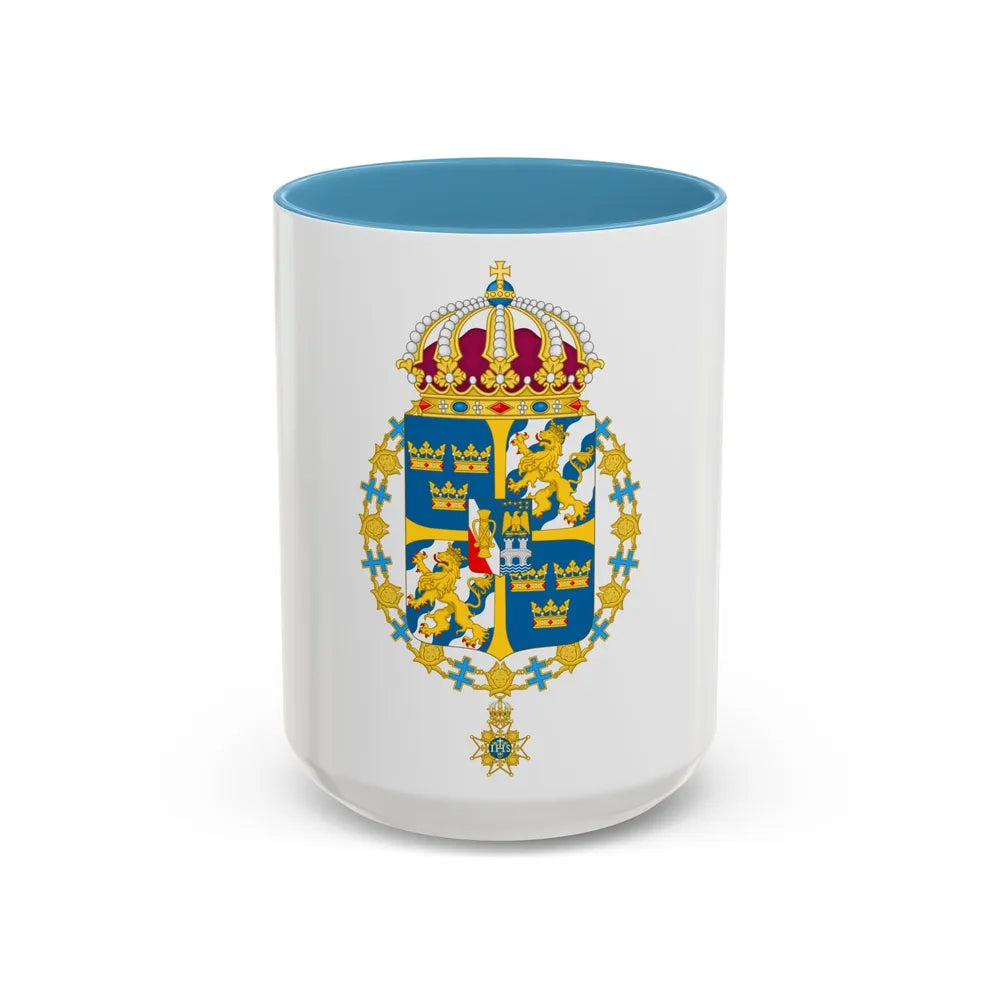 Great coat of arms of Sweden 3 - Accent Coffee Mug 15oz Light Blue - Go Mug Yourself