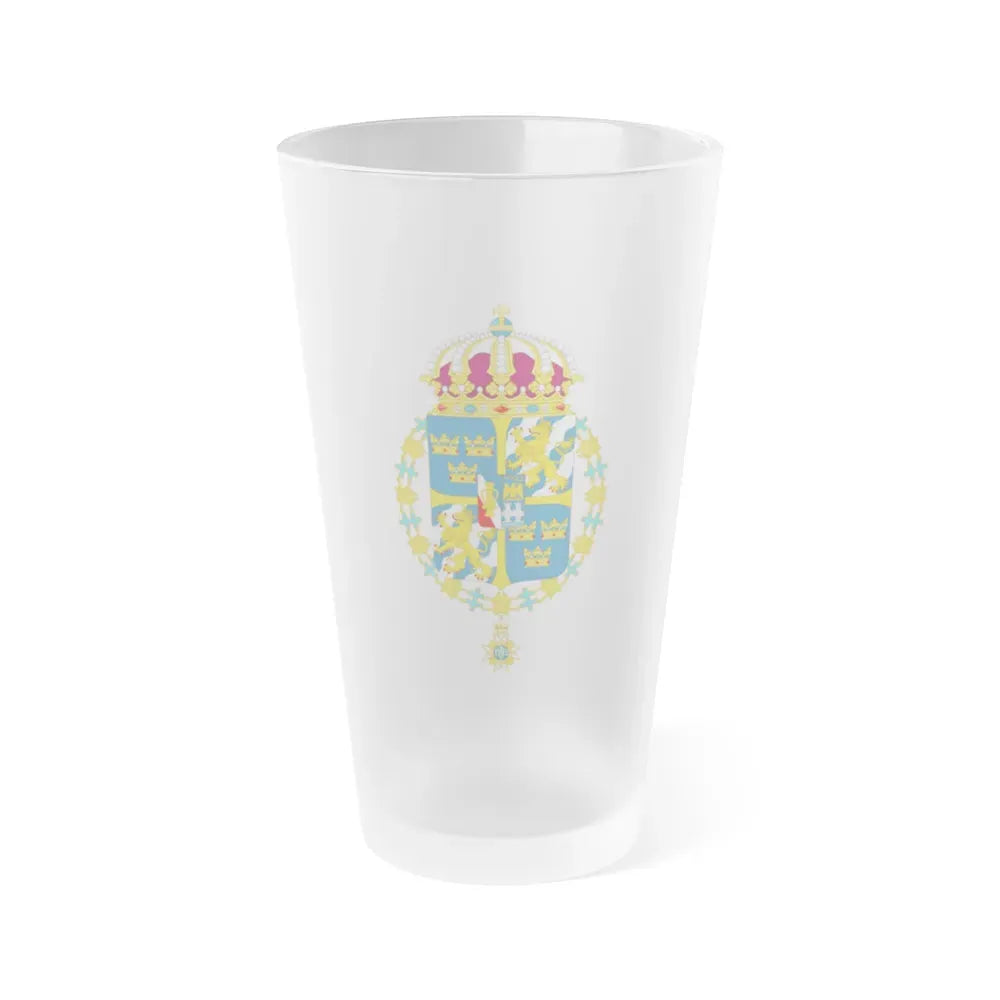 Great coat of arms of Sweden 3 - Frosted Pint Glass 16oz Default Title - Go Mug Yourself