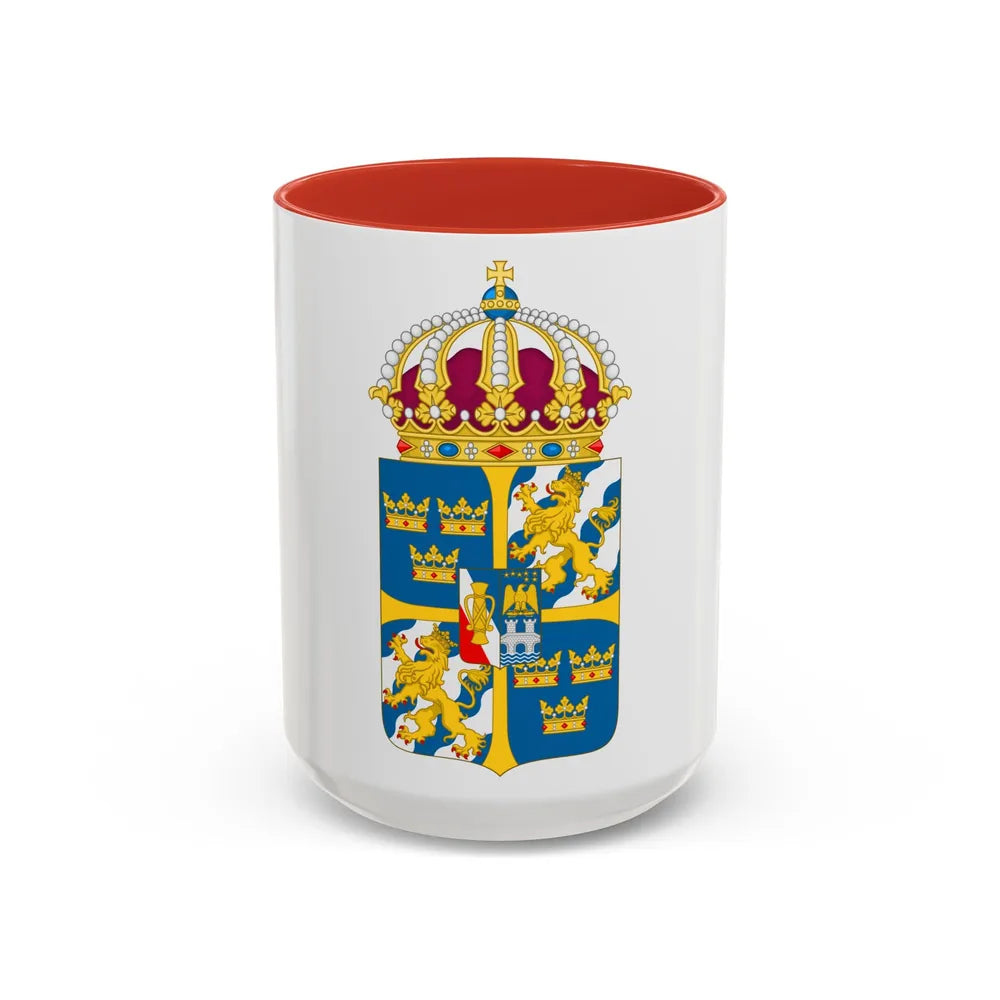 Great coat of arms of Sweden 4 - Accent Coffee Mug 15oz Red - Go Mug Yourself