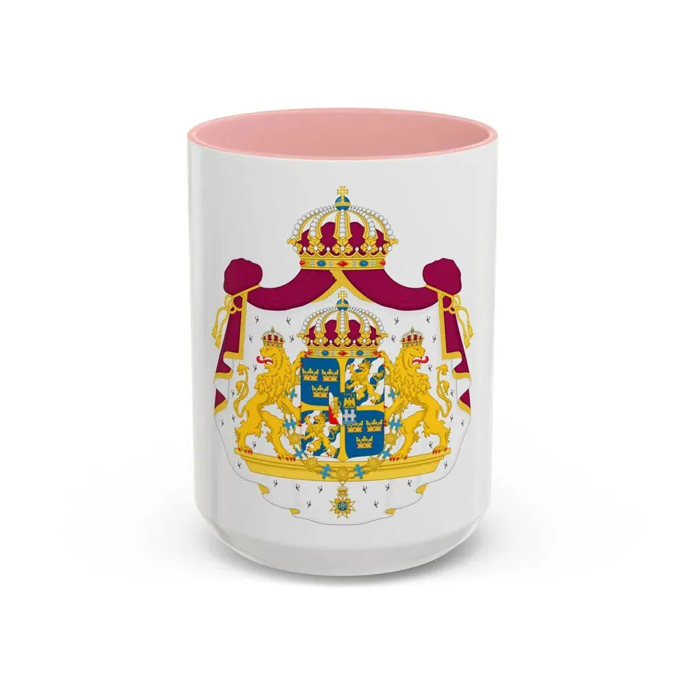 Great coat of arms of Sweden - Accent Coffee Mug 15oz Pink - Go Mug Yourself