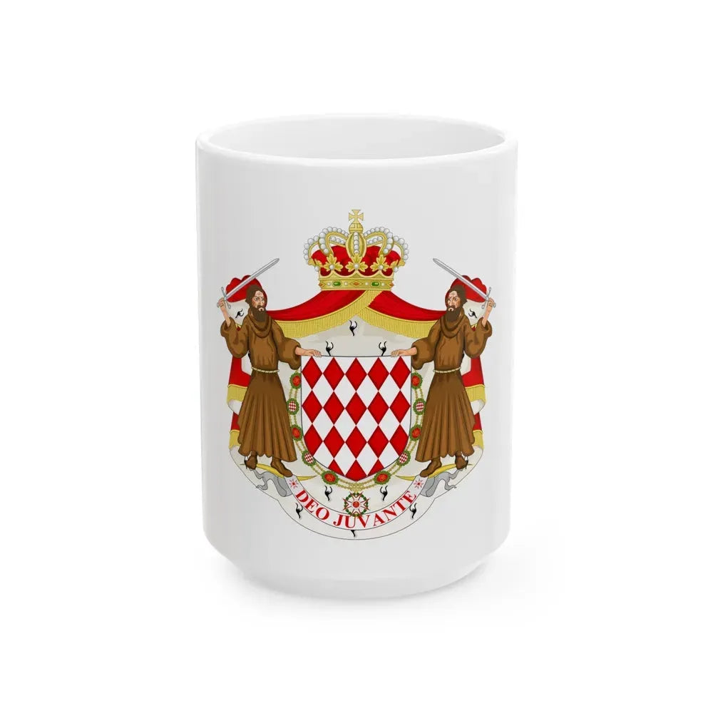 Great coat of arms of the house of Grimaldi - White Coffee Mug 15oz - Go Mug Yourself