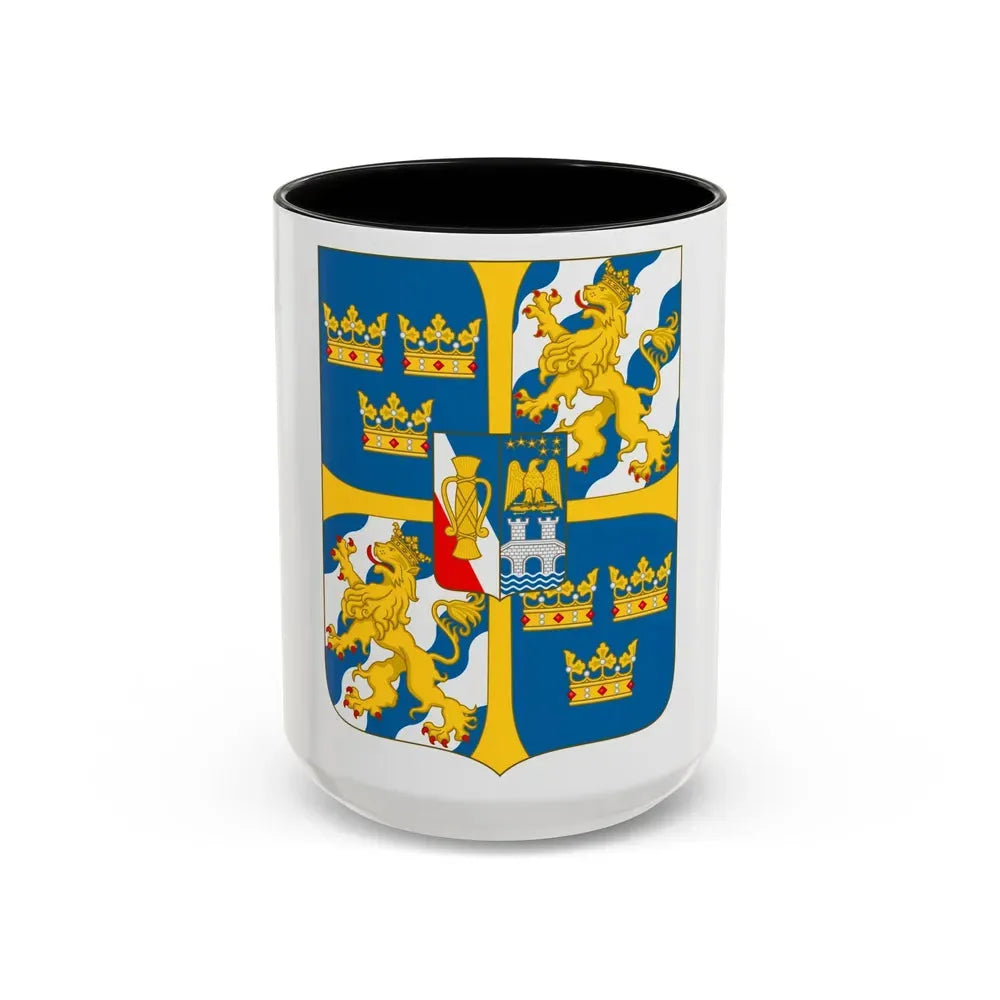Great shield of arms of Sweden - Accent Coffee Mug 15oz Black - Go Mug Yourself