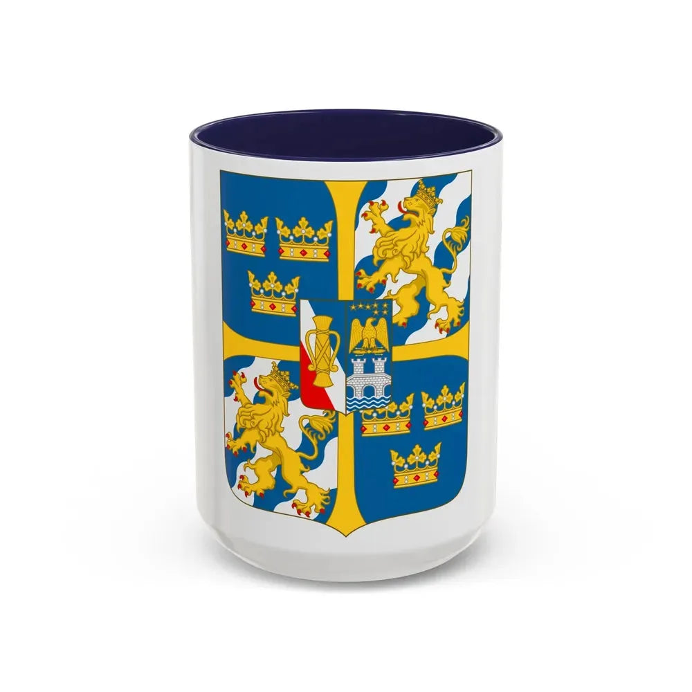 Great shield of arms of Sweden - Accent Coffee Mug 15oz Navy - Go Mug Yourself