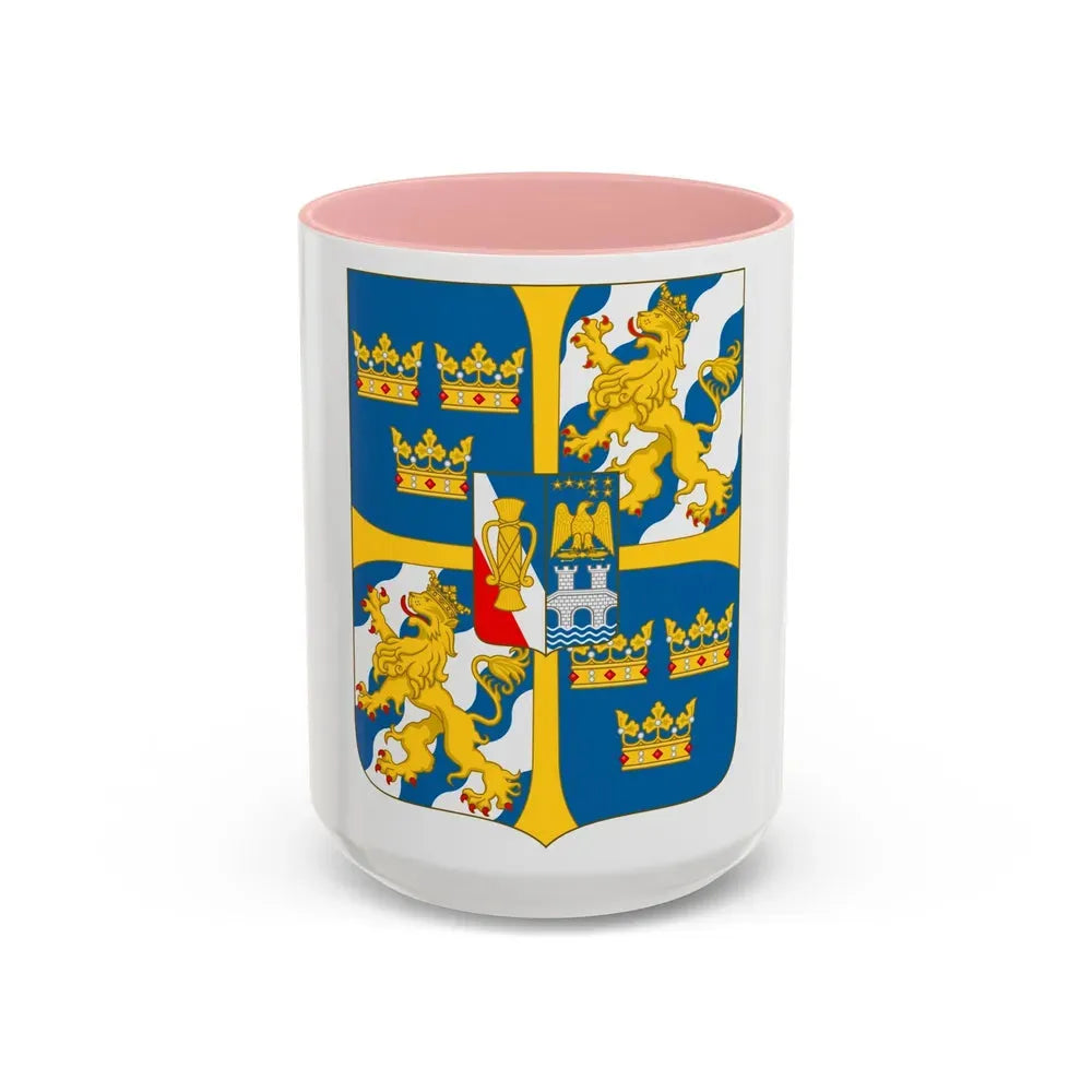 Great shield of arms of Sweden - Accent Coffee Mug 15oz Pink - Go Mug Yourself