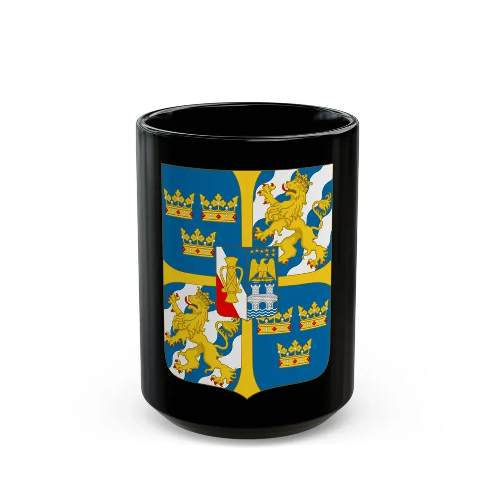 Great shield of arms of Sweden - Black Coffee Mug 15oz - Go Mug Yourself