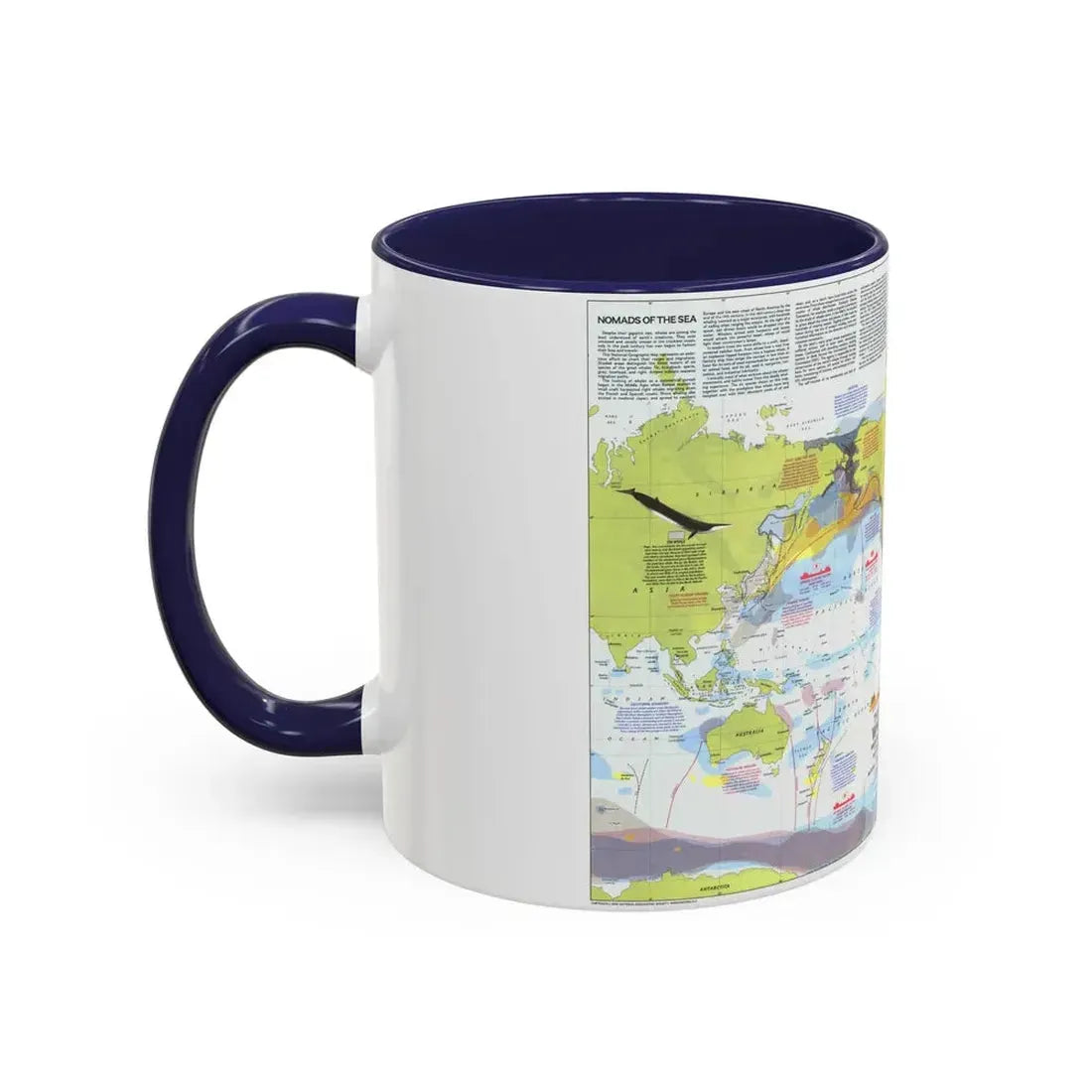 Great Whales, Migration and Range (1976) (Map) Accent Coffee Mug - Go Mug Yourself