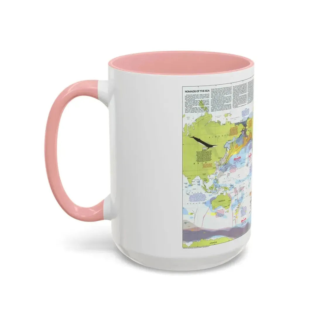 Great Whales, Migration and Range (1976) (Map) Accent Coffee Mug - Go Mug Yourself
