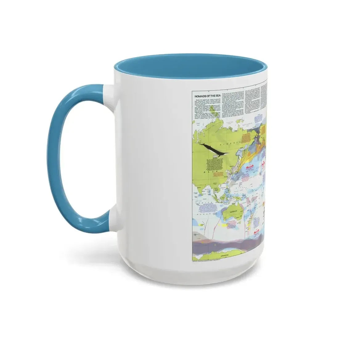 Great Whales, Migration and Range (1976) (Map) Accent Coffee Mug - Go Mug Yourself