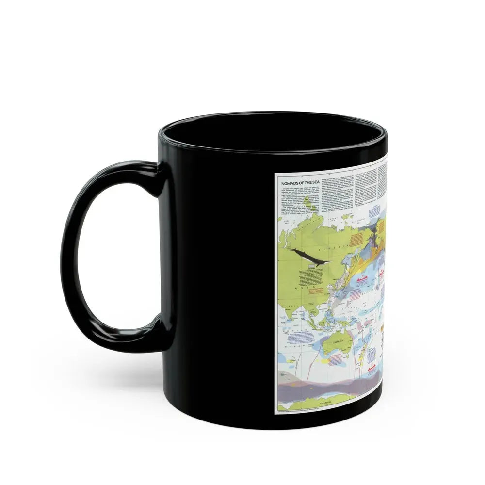 Great Whales, Migration and Range (1976) (Map) Black Coffee Mug - Go Mug Yourself