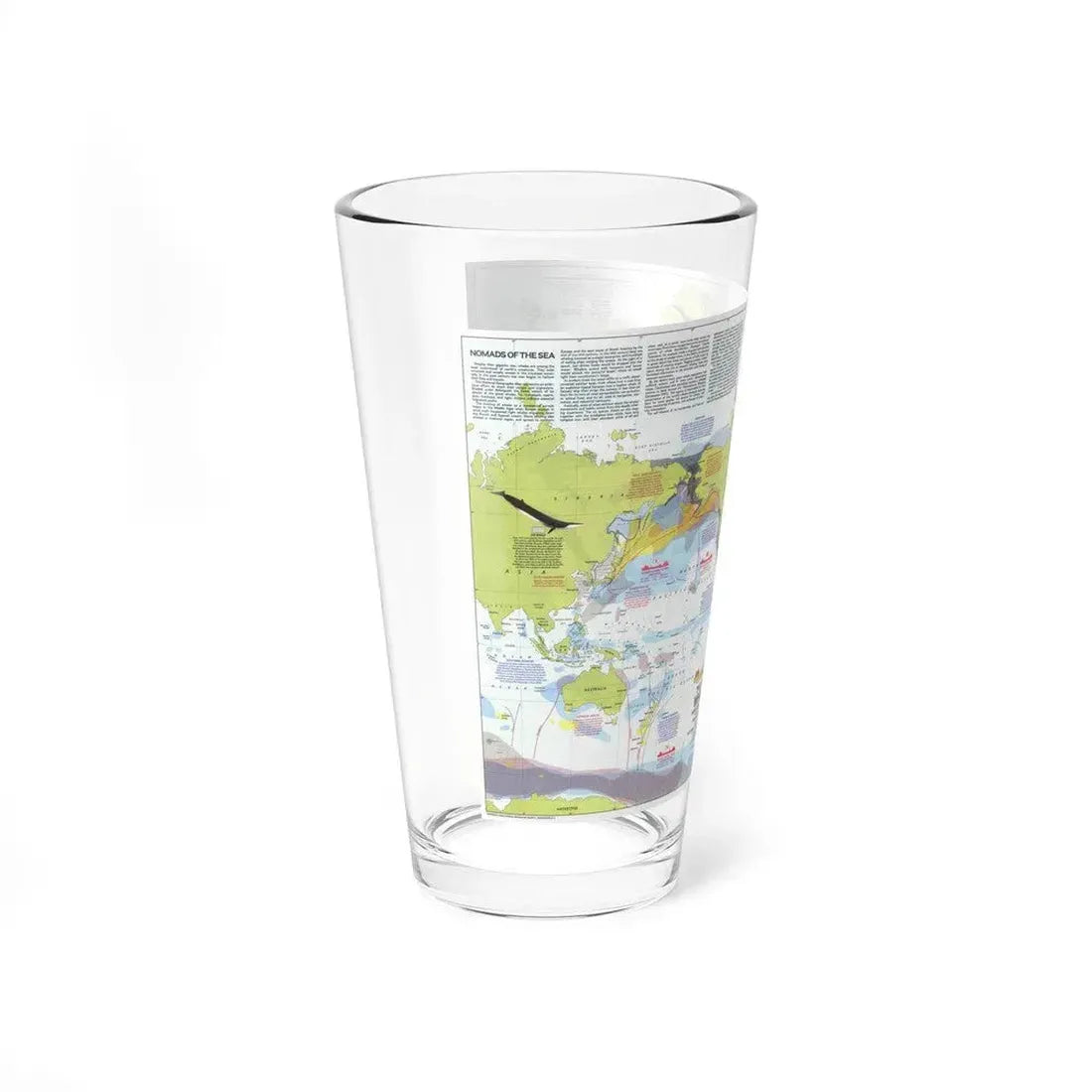 Great Whales, Migration and Range (1976) (Map) Pint Glass 16oz - Go Mug Yourself