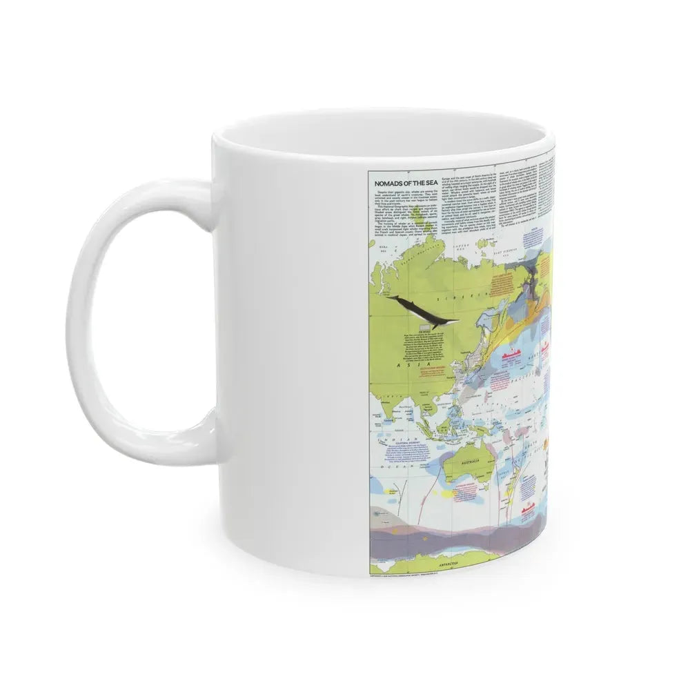 Great Whales, Migration and Range (1976) (Map) White Coffee Mug - Go Mug Yourself