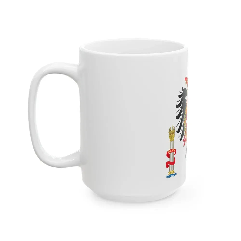 Greater Coat of Arms of Charles V Holy Roman Emperor, Charles I as King of Spain - White Coffee Mug - Go Mug Yourself