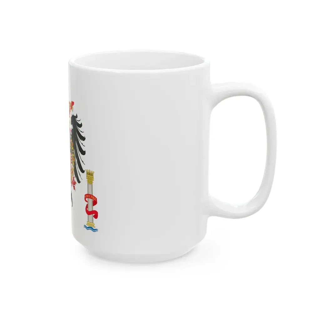 Greater Coat of Arms of Charles V Holy Roman Emperor, Charles I as King of Spain - White Coffee Mug - Go Mug Yourself