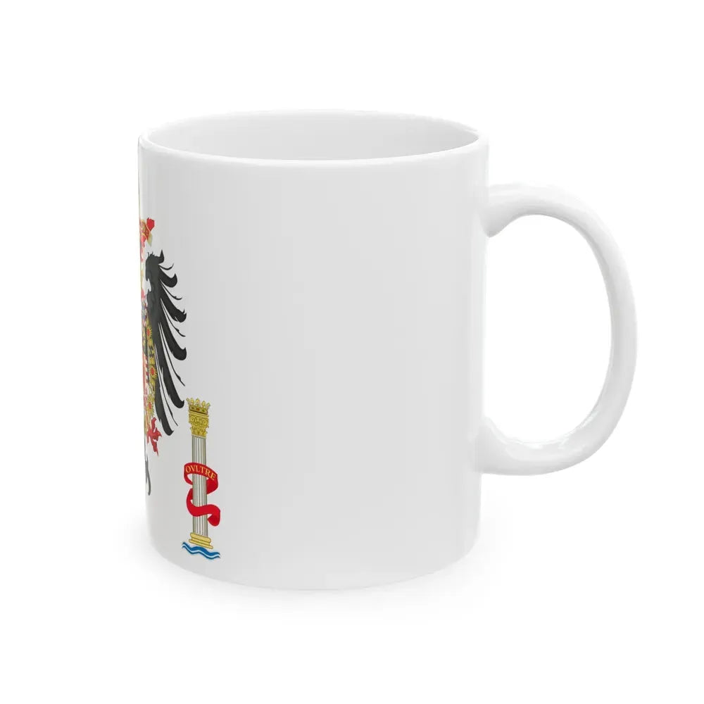 Greater Coat of Arms of Charles V Holy Roman Emperor, Charles I as King of Spain - White Coffee Mug - Go Mug Yourself