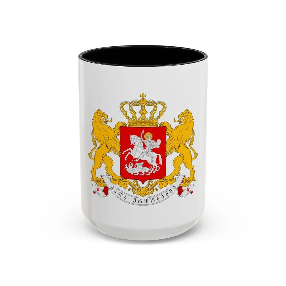 Greater coat of arms of Georgia - Accent Coffee Mug 15oz Black - Go Mug Yourself