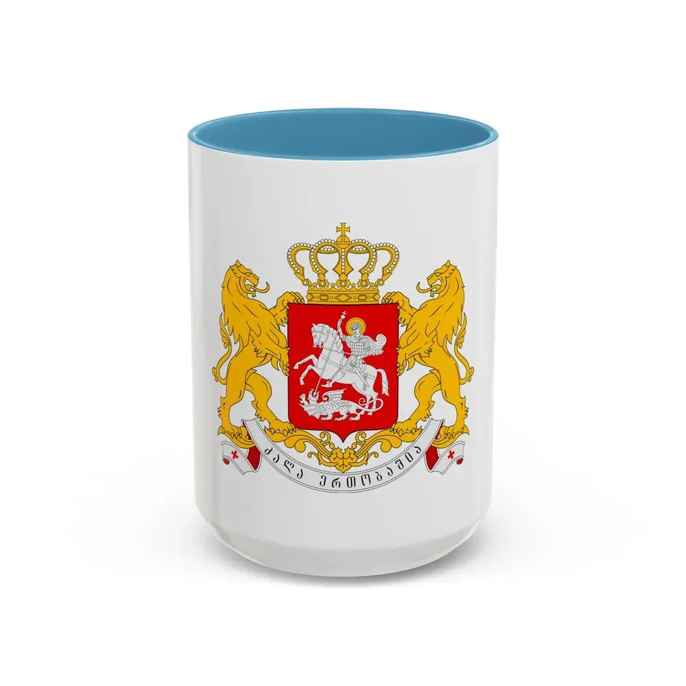 Greater coat of arms of Georgia - Accent Coffee Mug 15oz Light Blue - Go Mug Yourself