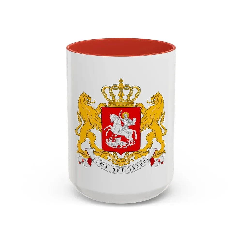 Greater coat of arms of Georgia - Accent Coffee Mug 15oz Red - Go Mug Yourself