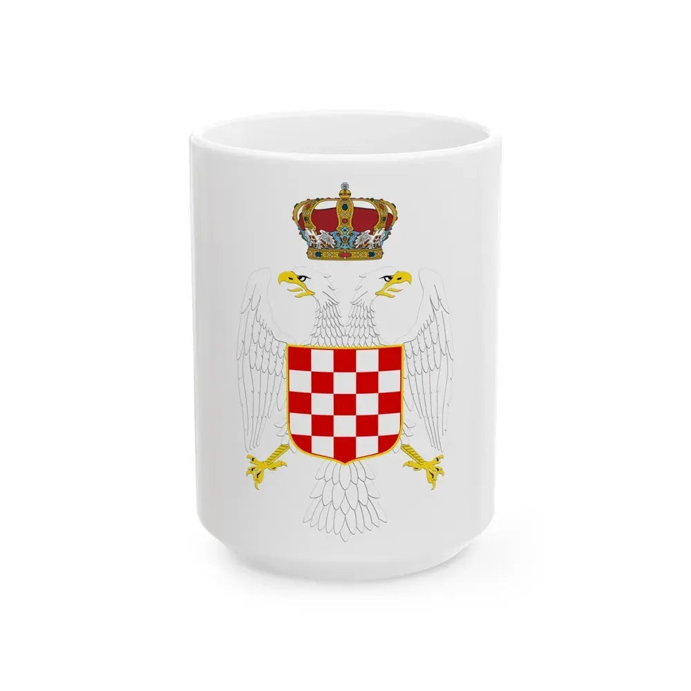 Greater coat of arms of the Banate of Croatia - White Coffee Mug 15oz - Go Mug Yourself