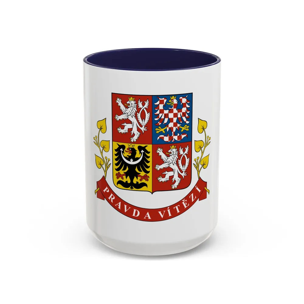 Greater coat of arms of the Czech Republic (Presidential version) - Accent Coffee Mug 15oz Navy - Go Mug Yourself