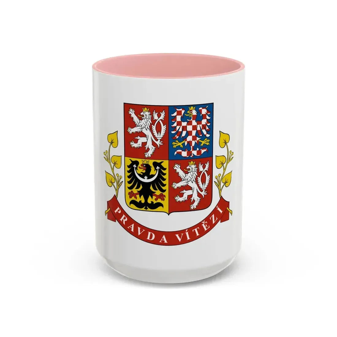 Greater coat of arms of the Czech Republic (Presidential version) - Accent Coffee Mug 15oz Pink - Go Mug Yourself