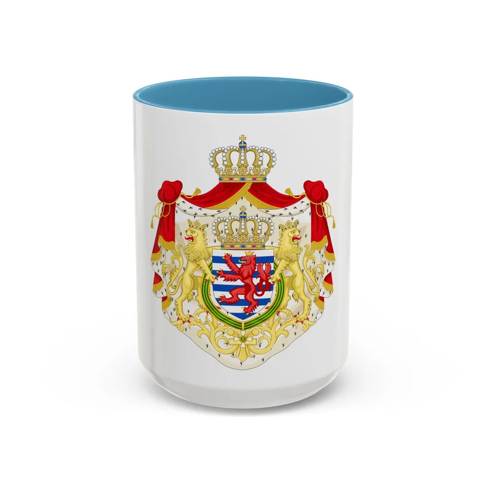 Greater coat of arms of the grand-duchy of Luxembourg 2 - Accent Coffee Mug 15oz Light Blue - Go Mug Yourself
