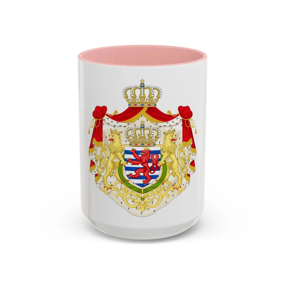Greater coat of arms of the grand-duchy of Luxembourg 2 - Accent Coffee Mug 15oz Pink - Go Mug Yourself