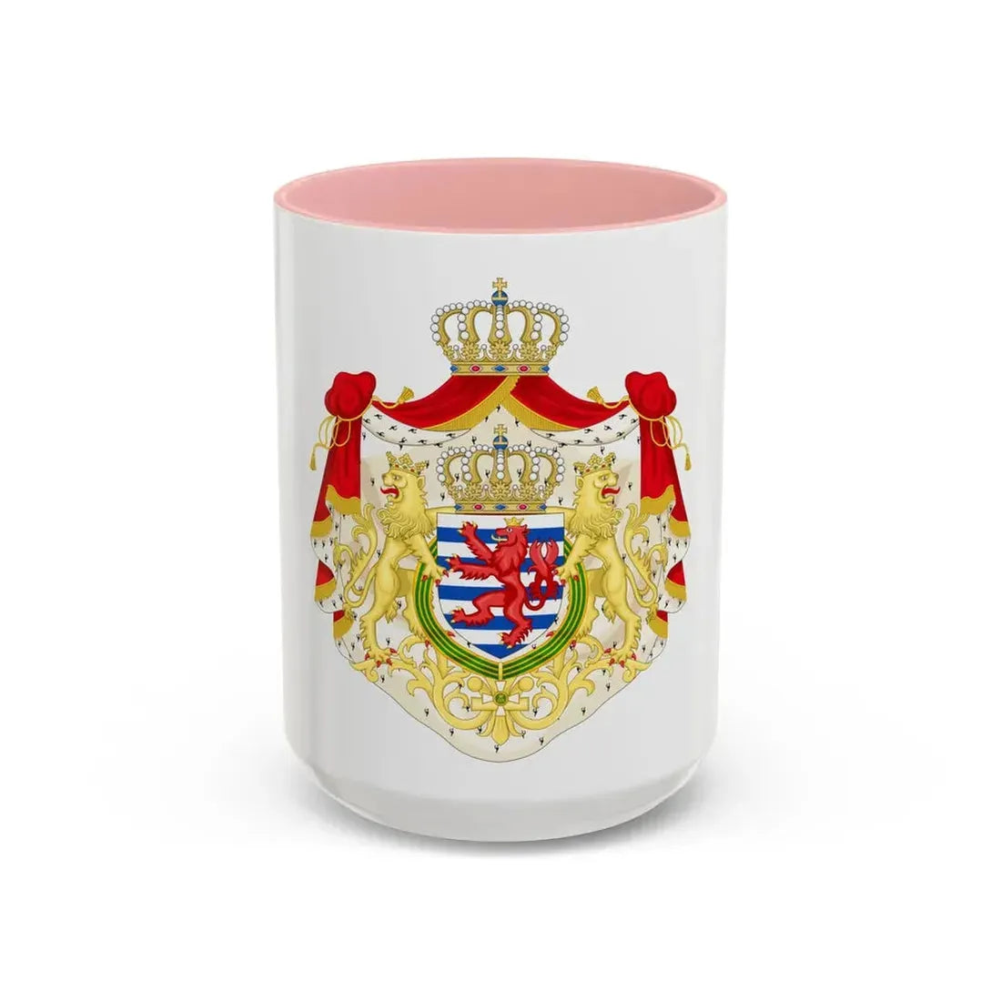 Greater coat of arms of the grand-duchy of Luxembourg 2 - Accent Coffee Mug 15oz Pink - Go Mug Yourself