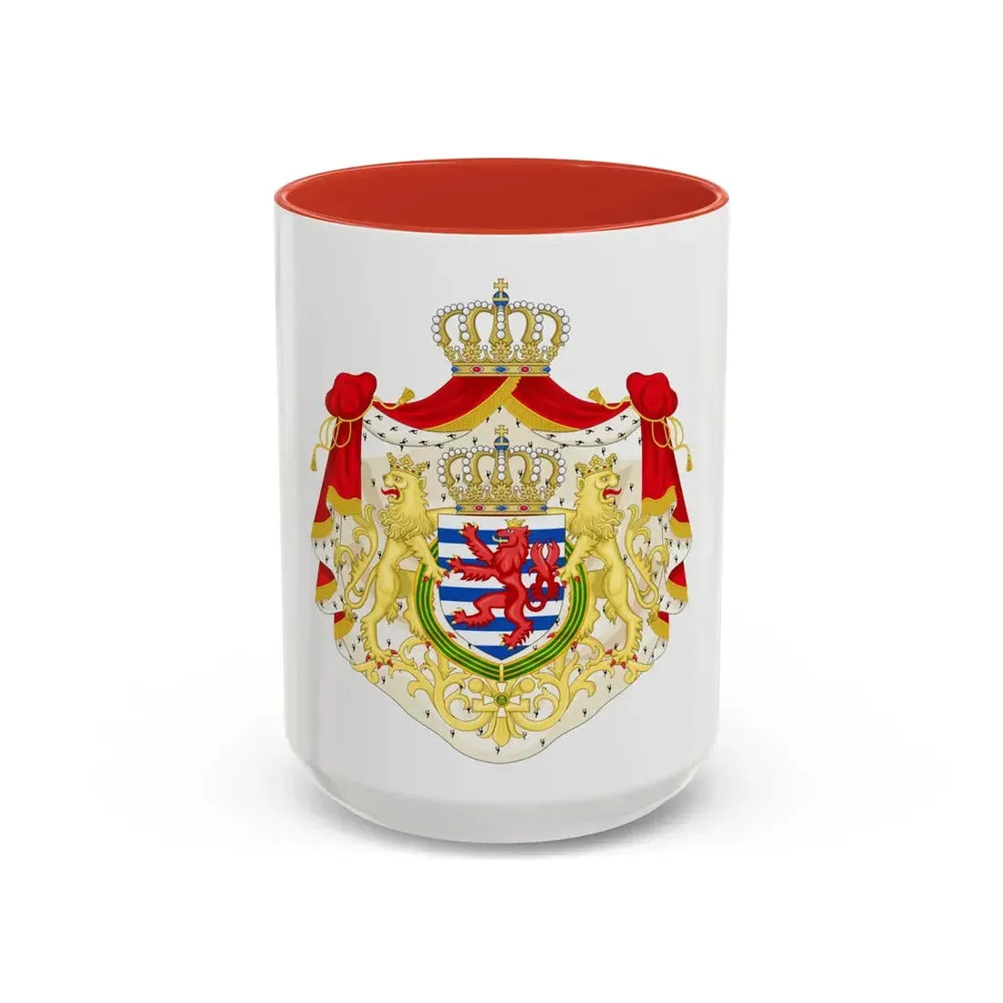 Greater coat of arms of the grand-duchy of Luxembourg 2 - Accent Coffee Mug 15oz Red - Go Mug Yourself