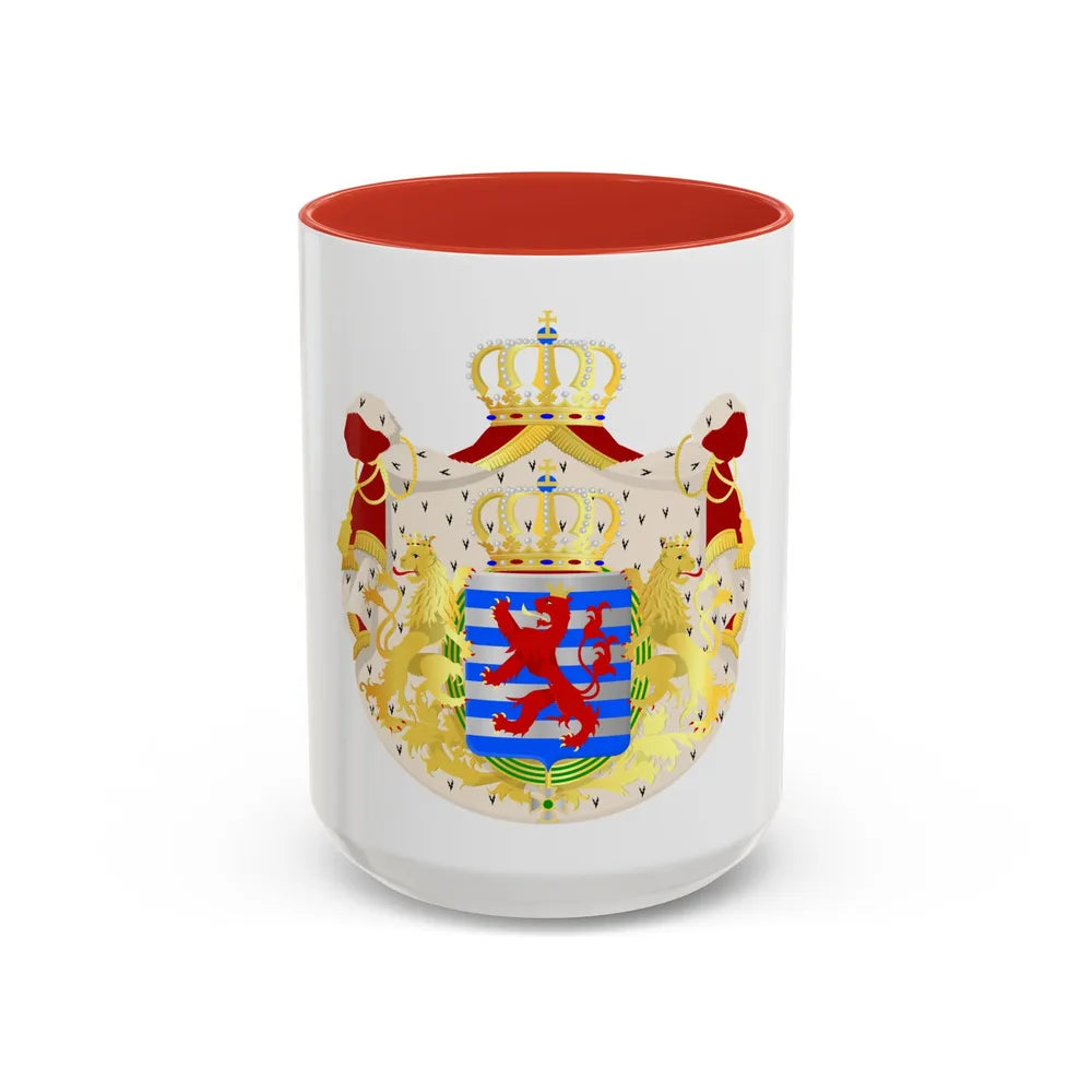 Greater coat of arms of the grand-duchy of Luxembourg - Accent Coffee Mug 15oz Red - Go Mug Yourself