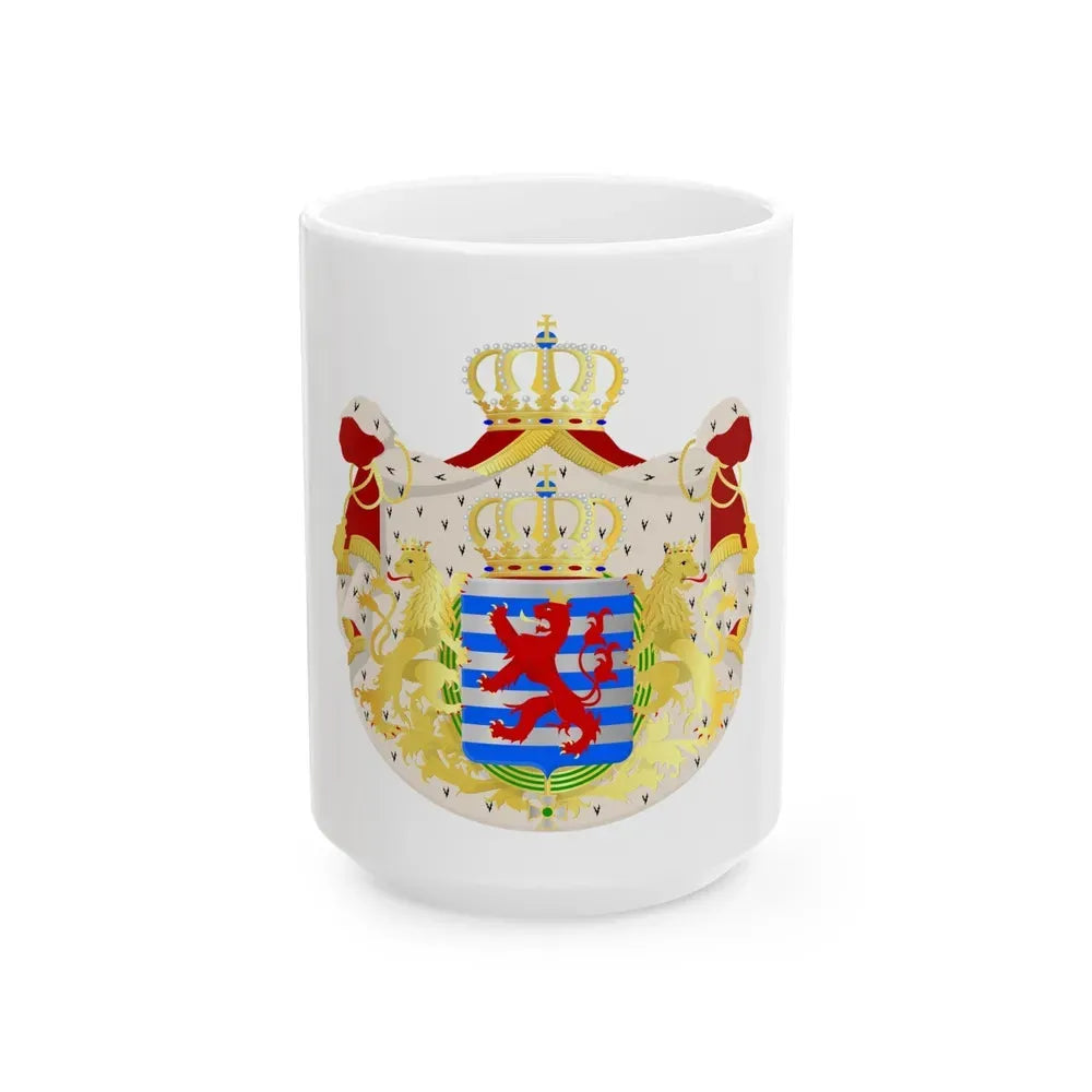 Greater coat of arms of the grand-duchy of Luxembourg - White Coffee Mug 15oz - Go Mug Yourself
